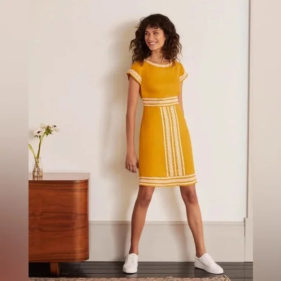 Boden - Laura Linen Embroidered Dress Sz 6L - Picture 2 of 13